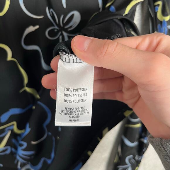 Vintage Y2K Artsy Floral Sheer Sleeves Shirt Sz Small Retro Abstract Y2K Baddie - Picture 6 of 7